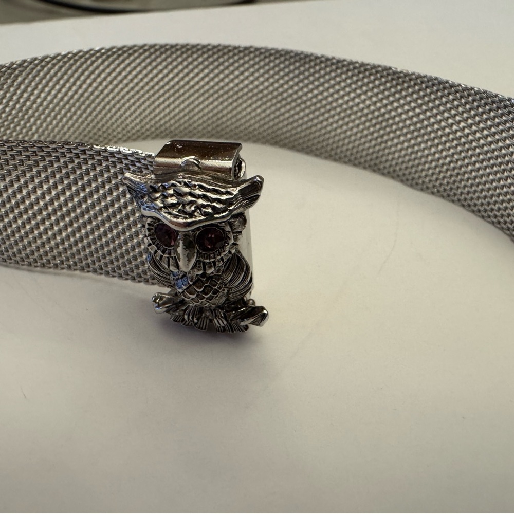 Sarah Coventry Silver Mesh Owl Bracelet